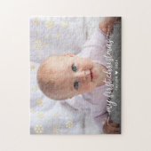 Baby eerste kerstscript Gold Snowflake Photo Legpuzzel (Verticaal)