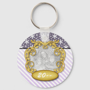 Baby eerste kerstsnowflake Stripe Purples Sleutelhanger