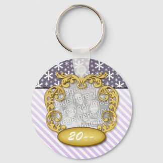 Baby eerste kerstsnowflake Stripe Purples Sleutelhanger