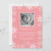 Baby eerste kerstsnowflakes Roze foto van geboorte Aankondiging (Achterkant)