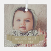 Baby eerste kerststars foto glas ornament (Achterkant)