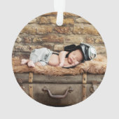 Baby eerste kersttruck Moose PHOTO BACK Green Ornament (achterkant)