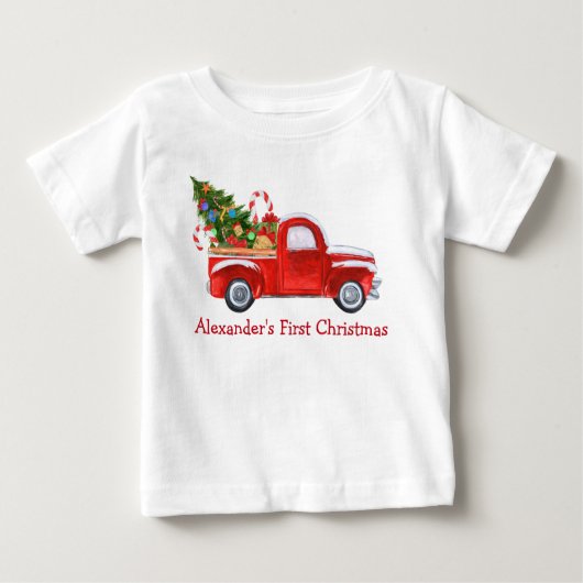 Baby eerste kersttruck snoepjes rood (Voorkant)