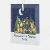 Baby eerste kerstvee Blauwe Boe Glas Ornament (Voorkant links)