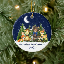 Baby eerste kerstvee Blauwe Boe Keramisch Ornament