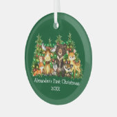 Baby eerste kerstvee Dieren licht groen Glas Ornament (Voorkant links)