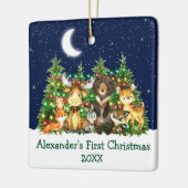 Baby eerste kerstvee Dieren licht groen Keramisch Ornament (Links)