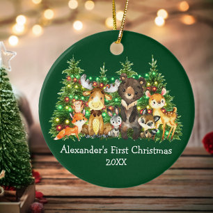 Baby eerste kerstvee Dieren licht groen Keramisch Ornament