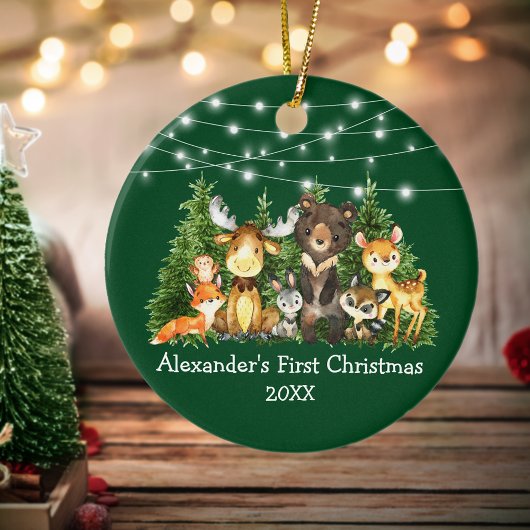 Baby eerste kerstvee Dieren licht groen Keramisch Ornament