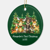 Baby eerste kerstvee Dieren licht groen Keramisch Ornament (Links)