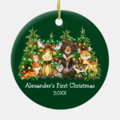 Baby eerste kerstvee Dieren licht groen Keramisch Ornament (Achterkant)