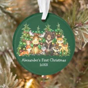 Baby eerste kerstvee Dieren licht groen Ornament
