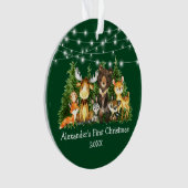 Baby eerste kerstvee Dieren licht groen Ornament (voorkant)