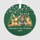 Baby eerste kerstvee Dieren licht groen Ornament (achterkant)