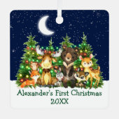 Baby eerste kerstvee Dierenvee Licht Sky Metalen Ornament (Voorkant)