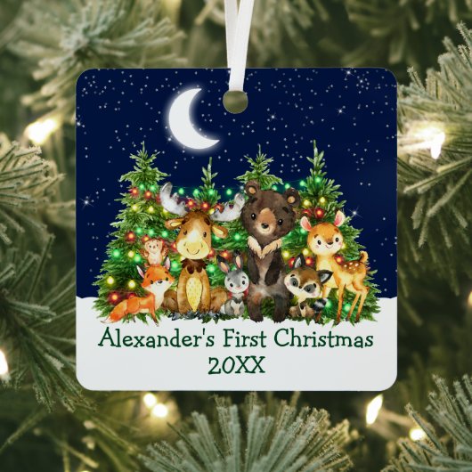 Baby eerste kerstvee Dierenvee Licht Sky Metalen Ornament (Insitu)