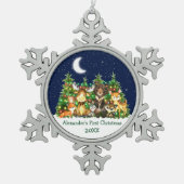 Baby eerste kerstvee Dierenvee Licht Sky Tin Sneeuwvlok Ornament (Voorkant)