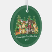 Baby eerste kerstvee Rood Boe Glas Ornament (Voorkant Rechts)