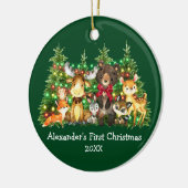 Baby eerste kerstvee Rood Boe Keramisch Ornament (Links)