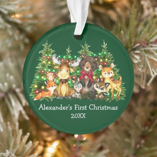 Baby eerste kerstvee Rood Boe Ornament (Boom)