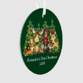 Baby eerste kerstvee Rood Boe Ornament (voorkant)