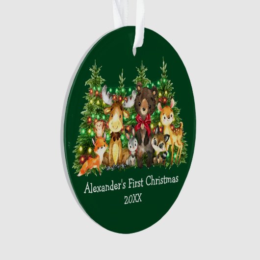 Baby eerste kerstvee Rood Boe Ornament (voorkant)