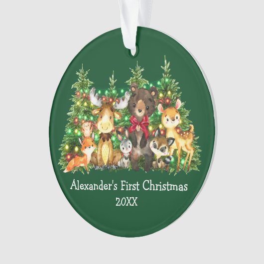 Baby eerste kerstvee Rood Boe Ornament (voorkant)