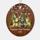 Baby eerste kerstvee Rustisch Keramisch Ornament (Links)