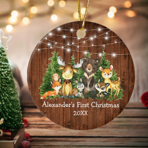Baby eerste kerstvee Rustisch Keramisch Ornament