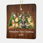 Baby eerste kerstvee Rustisch Keramisch Ornament (Links)