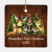 Baby eerste kerstvee Rustisch Keramisch Ornament (Achterkant)