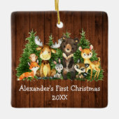 Baby eerste kerstvee Rustisch Keramisch Ornament (Voorkant)