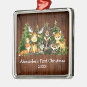 Baby eerste kerstvee Rustisch Metalen Ornament (Links)