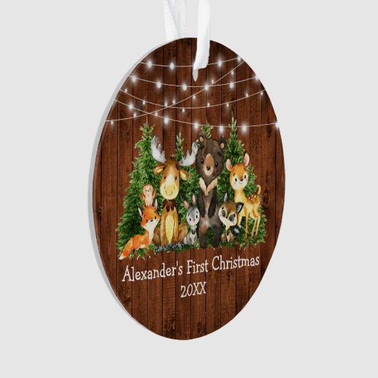 Baby eerste kerstvee Rustisch Ornament (voorkant)