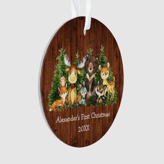 Baby eerste kerstvee Rustisch Ornament (voorkant)