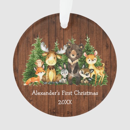 Baby eerste kerstvee Rustisch Ornament (voorkant)