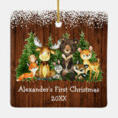 Baby eerste kerstvee sneeuwrooster keramisch ornament (Achterkant)