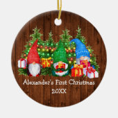 Baby Eerste kerstverlichting Gnomes Rustic Keramisch Ornament (Voorkant)