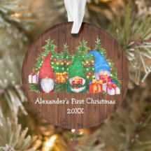 Baby Eerste kerstverlichting Gnomes Rustic