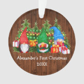 Baby Eerste kerstverlichting Gnomes Rustic Ornament (voorkant)