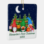 Baby eerste kerstverlichting Waterverf Gnomen Sky Keramisch Ornament (Rechts)