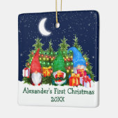 Baby eerste kerstverlichting Waterverf Gnomen Sky Keramisch Ornament (Links)