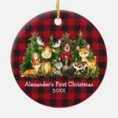 Baby eerste kerstvietenroodbaars keramisch ornament (Achterkant)