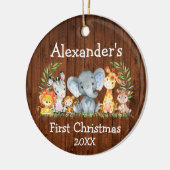 Baby eerste kerstvioolronde keramisch ornament (Links)
