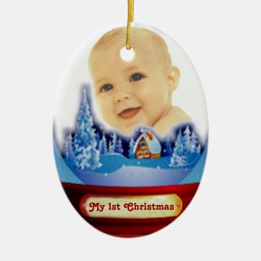 Baby eerste kerstWereldbol Keramisch Ornament (Voorkant)