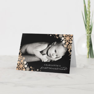 Baby Eerste kerstwinter Snowflakes Foto Birth Feestdagen Kaart