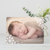 Baby Eerste kerstwinter Snowflakes Foto Birth Feestdagenkaart (Staand voorkant)