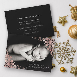 Baby Eerste kerstwinter Snowflakes Foto Birth Feestdagenkaart
