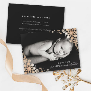 Baby Eerste kerstwinter Snowflakes Foto Birth Feestdagenkaart