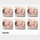 Baby Eerste kerstwinter Snowflakes Foto Birth Vierkante Sticker (Vel)